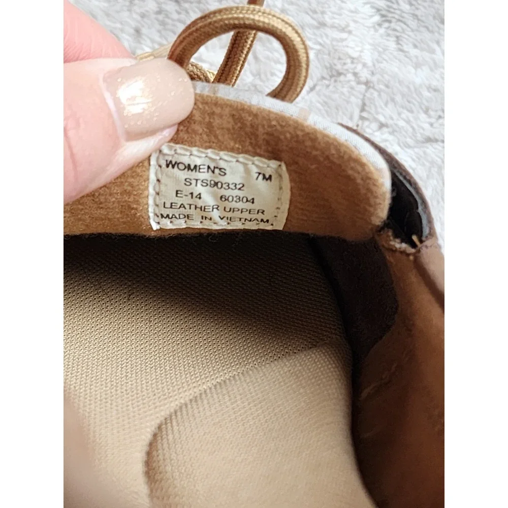 Sperry Angelfish Brown Leather Plaid Boat Shoes Womens 7 STS90332